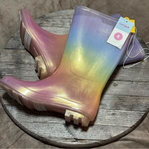 Cat & Jack NWT Girls Boots Size 4 Rainbow Gold Smimmer